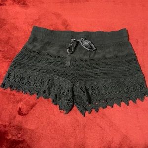 Black crochet shorts